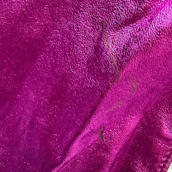 Frame Denim Metallic Pink Magenta Purple Straight Leg Leather Pants 24 XS - Picture 10 of 11